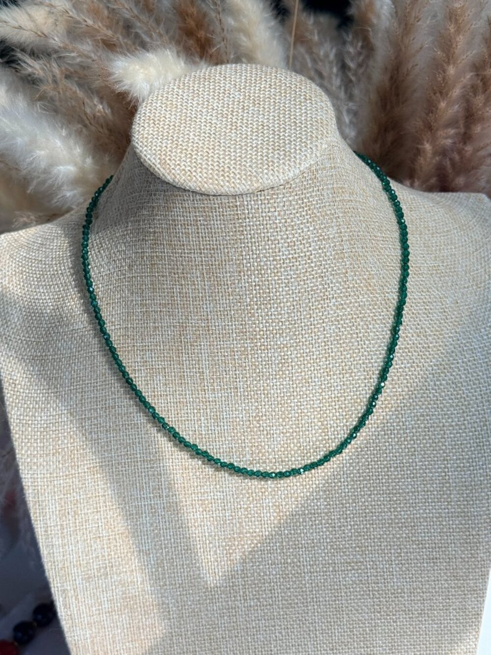 Green Spinel Faceted Necklace--Minimalist Emerald Green Gemstone Necklace